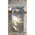 thumbnail image 3 of Ambesonne Beach Quilted Bedspread Set 2 Pcs, Sailing Shipt Sunset, Twin Size, Blue Beige White, 3 of 3