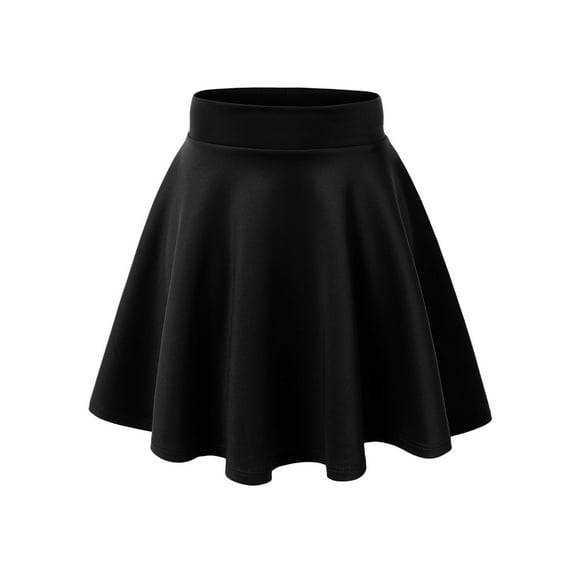 MBJ WB669 Womens Basic Versatile Strechy Flare Skater Skirt L BLACK