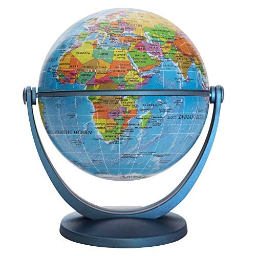 Waypoint Geographic GyroGlobe 4" Educational Blue Oceans - UP-to-Date Compact Mini Globe Swivels in All Directions - Perfect for Small Spaces at Home, Office & Classroom