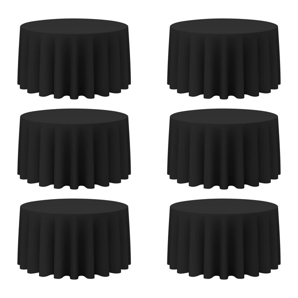 Mantel redondo BRILLMAX de poliéster negro, 3 m, paquete de 6
