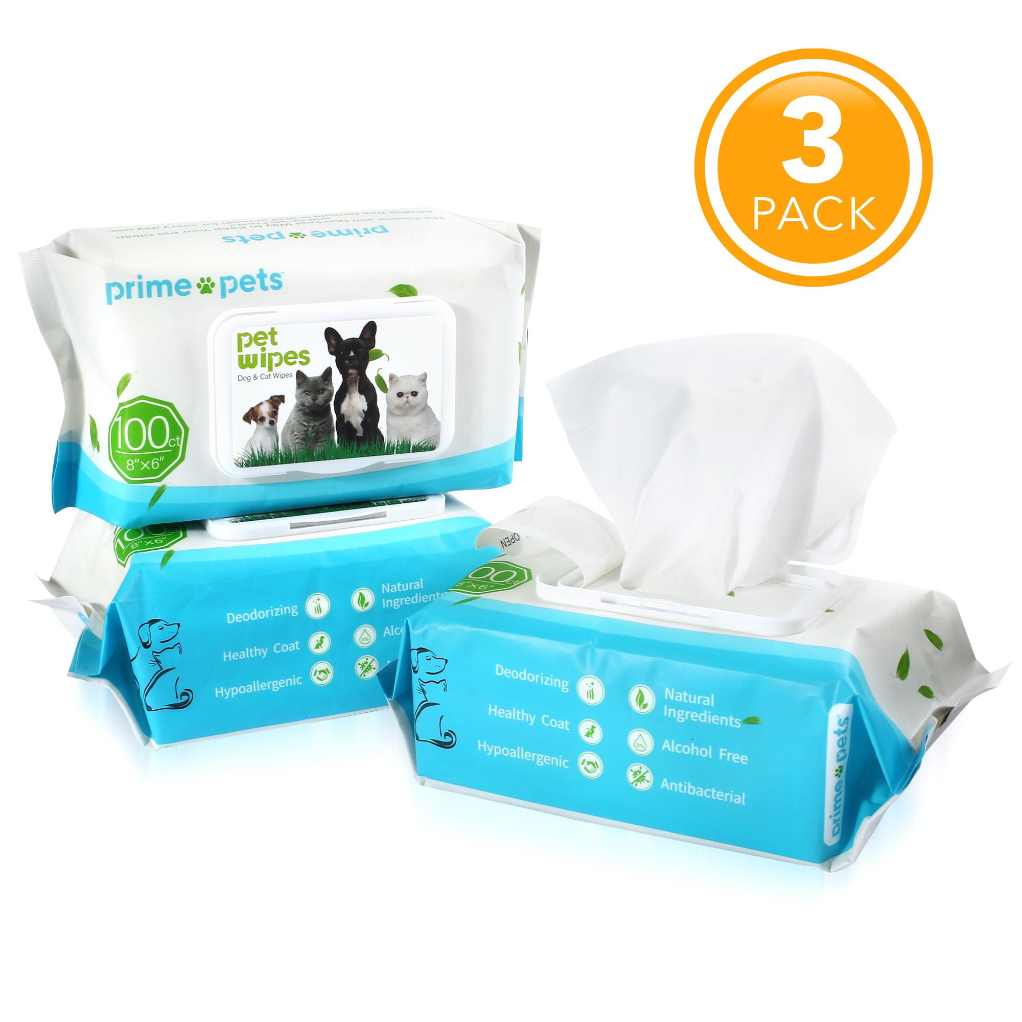 3 Packs Pet Grooming Wipes for Dogs & Cats，FragranceFree