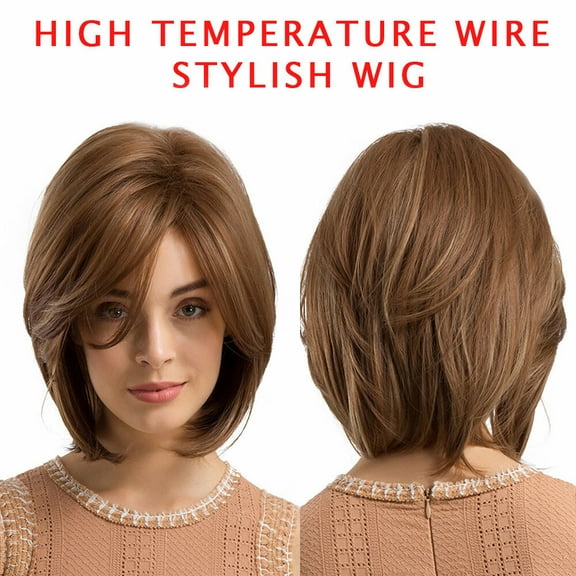 SUCS Human Hair Wigs For Women Black Color Natural Lace Hair Natural Gradient Gold Medium Length Straight Hair Fashion Fema