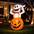 thumbnail image 4 of Hvmvliv 4.2FT Halloween Inflatable Pumpkin Ghost with Bright LED for Outdoor Courtyard Party Spooky Scene Decoration, 4 of 6