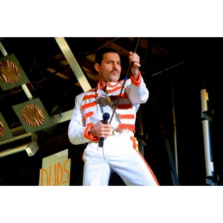 queen Freddie Mercury in white outfit performing 24x36 Poster