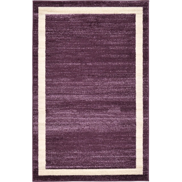 Unique Loom Del Mar Collection Contemporary Transitional Area Rug, 3' 3" x 5' 3", Violet/Ivory
