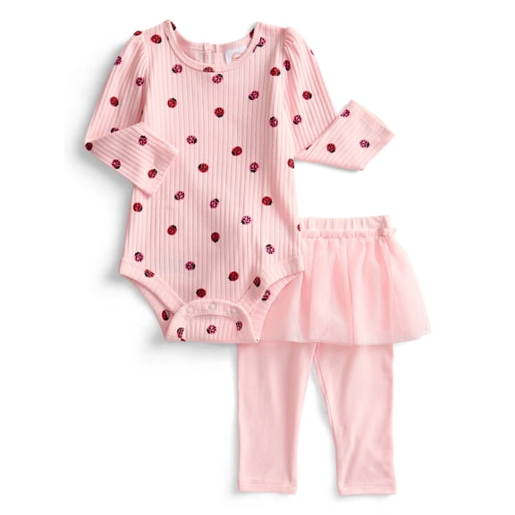 Wonder Nation Baby Girls' Bodysuit and Tulle Skeggings Set, 2-Piece, Sizes 0/3M-24M