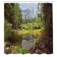 thumbnail image 3 of Ambesonne Nature Shower Curtain, Spring Forest Mountain, 69"Wx84"L, Green, 3 of 5
