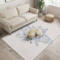 thumbnail image 2 of Area Rugs 3'x5', Blue Floral Carpet Runner Indoor Outdoor Rugs Home Decor Aesthetic, Country Wildflowers Vase Plants Retro Lines Non Slip Mats Washable Accent Rug for Living Room Bedroom, 2 of 8