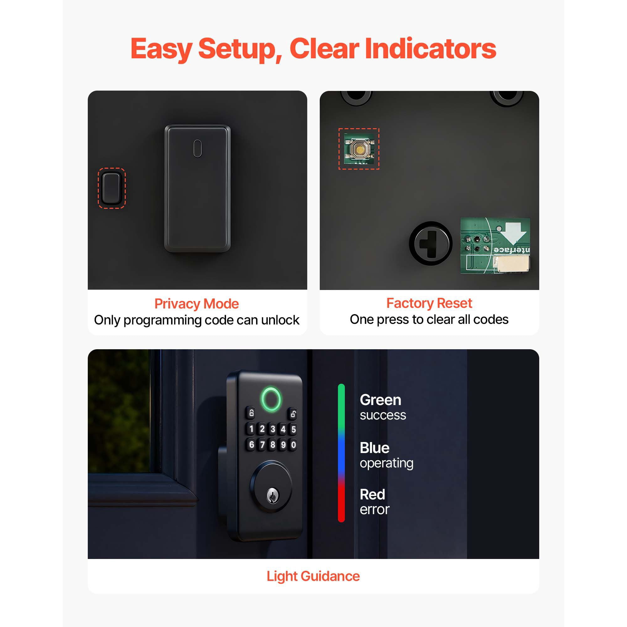 Keyless Entry Door Lock, Electronic Deadbolt with Easy-Grip Design, Customizable User Codes, Auto Lock, Anti-Peeping, Backlit Keypad for Home