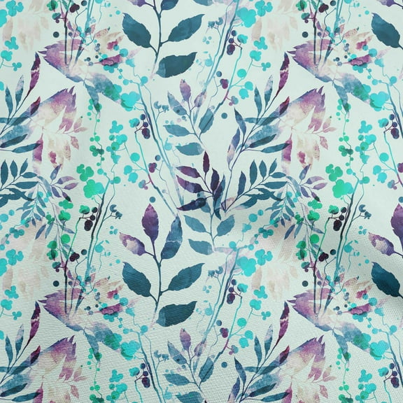 oneOone Cotton Poplin Twill Aquamarine Green Fabric Leaves Dress Material Fabric Print Fabric By The Yard 56 Inch Wide-J5