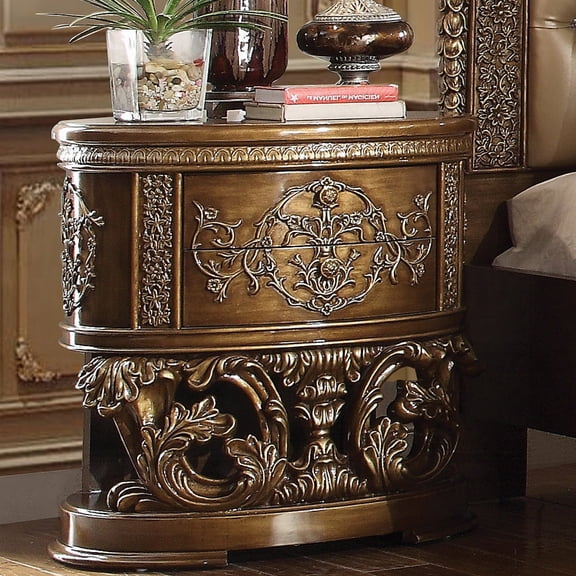 Newboti Furniture Brown And Gold 2-Drawer Nightstand 1540