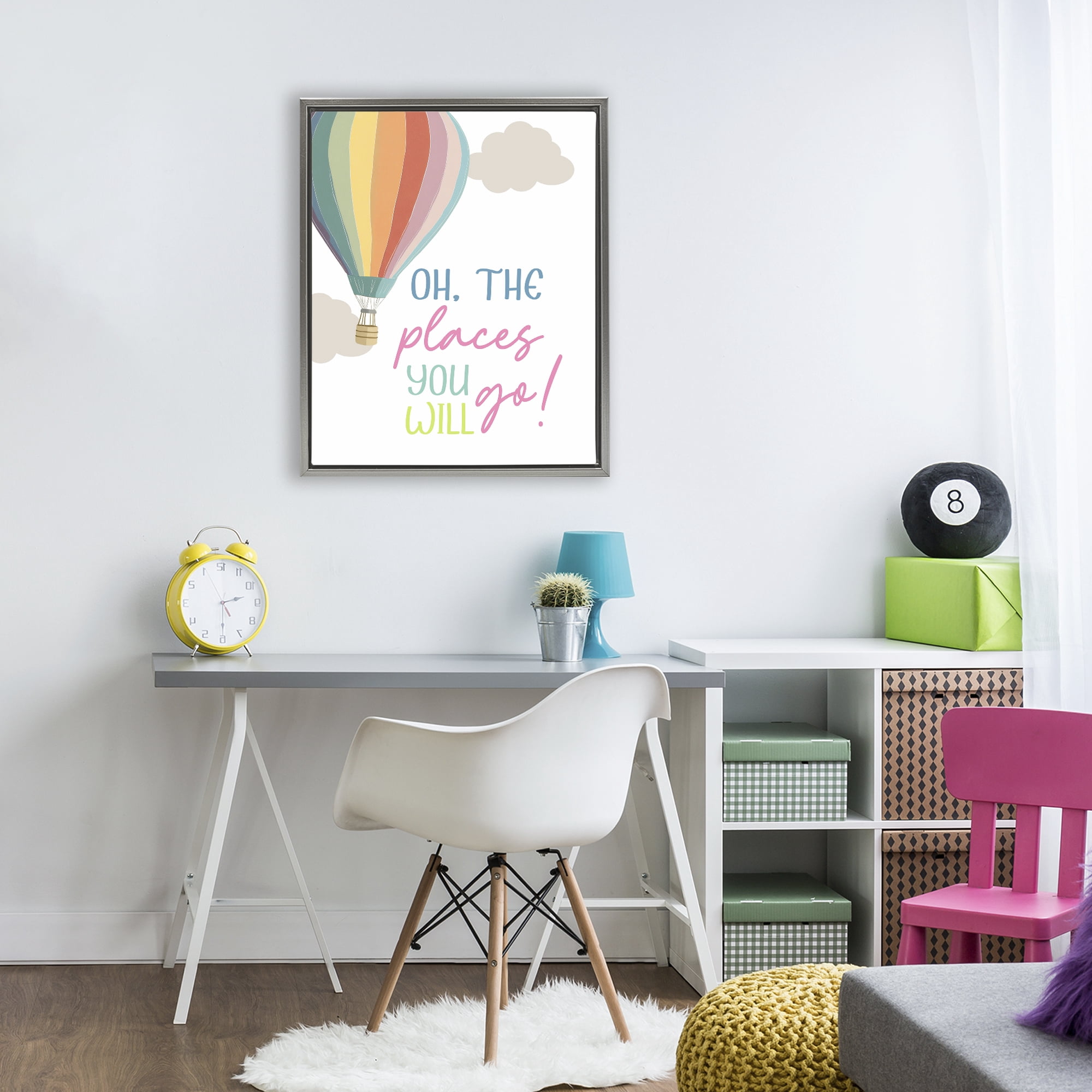 Stupell Industries The Places You Will Go Gray Framed Floater Canvas Wall Art, design by Christine Simpson Art
