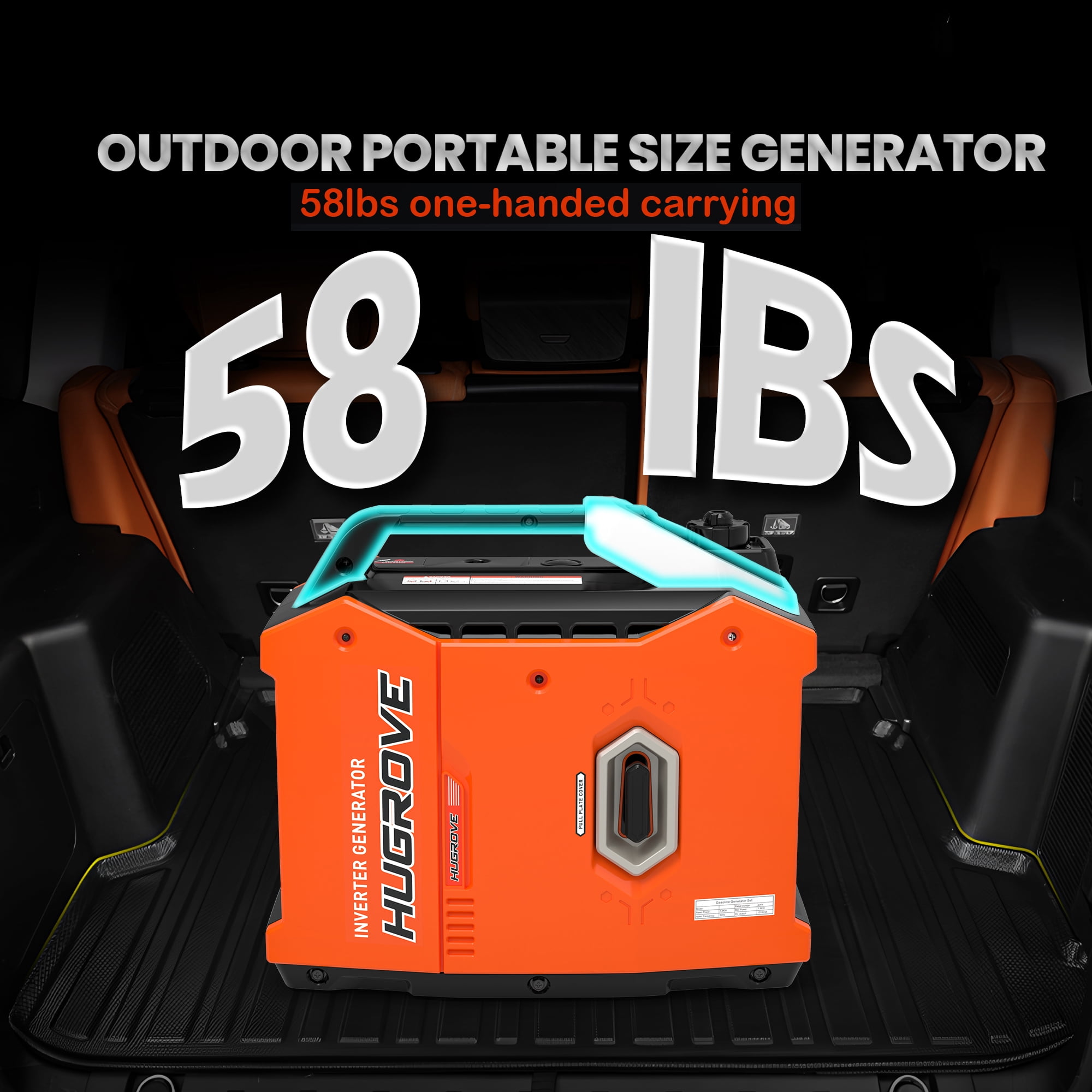 Yardmaster 2500W Inverter Generator, 58lbs Portable Gas Generator for Camping, RV & Small Home, 67dB with 5 Outlets, 122 CC Powerful