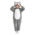 thumbnail image 2 of GiLiling Animal Hooded Charactertume for Kids Boys and Girls Flannel Onesie Halloween Character One Piece Husky Clothes ﻿ (Grey, 7-8 Years), 2 of 9
