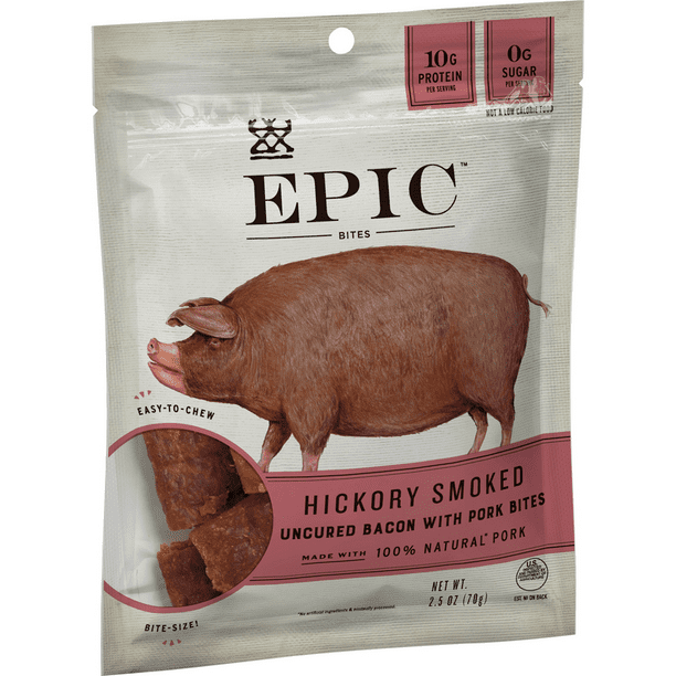 EPIC Uncured Bacon Protein Bites, Keto Friendly, Whole30, 2.5oz