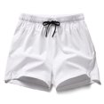 thumbnail image 5 of zeranth Men Summer Casual Shorts Mid-rise Elastic Waistband Pockets Beach Shorts Solid Color Wide Leg Loose Fit Fitness Shorts, 5 of 7