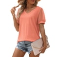 thumbnail image 2 of Womens Summer Tops V Neck T Shirts Swiss Dot Puff Sleeve Tops Loose Casual Tshirts, 2 of 5