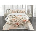 thumbnail image 4 of Ambesonne Peach Quilted Bedspread Set 3 Pcs, Orchard Branch Marble Print, Queen Size, Slate Brown and Pale Tan, 4 of 4