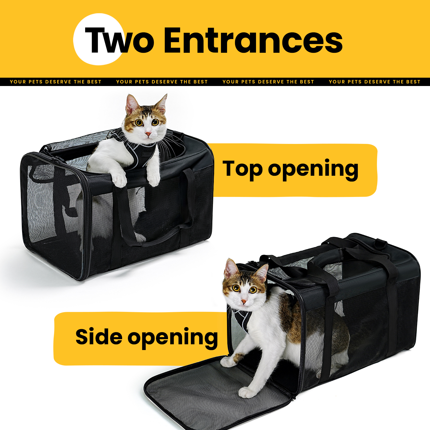 Conlun Soft-Sided Cat Carrier, Airline Approved, Black photo 3
