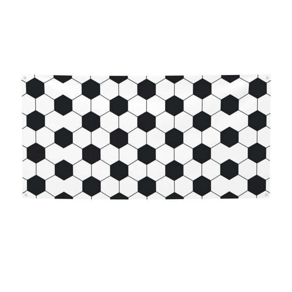 Picia Soccer Ball Pattern Party Banner, Festive Decoration, Holiday Banner, Celebration Decor, Event Banner, Reusable Party Banner-Small