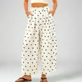 thumbnail image 2 of Telankuip Polka Dot Baggy Barrel Pants for Women Elastic High Waisted Wide Leg Summer Casual Boho Pants Soft Loose Fit Breathable Comfortable Ankle Length Trousers with Pockets 1-White XL, 2 of 4