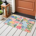 thumbnail image 4 of Abstract Spring Flower Front Door Rugs 2x3 ft Retro Colorful Simple Print Small Rug for Entryway Non Slip Washable Bathroom Door Mat Absorbent Floor Mat for Indoor Entrance, 4 of 9