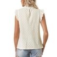thumbnail image 3 of INSPIRAR CHIC Blusas de Mujer de Verano con Mangas Cortas Fruncidas, Cuello Redondo Casual, Ajuste Slim, Talla XS, Blanca, 3 of 6