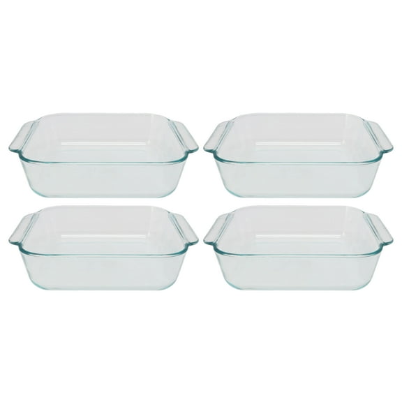 Pyrex 222 2-Quart Square Clear Glass Casserole Baking Dish (4-Pack)