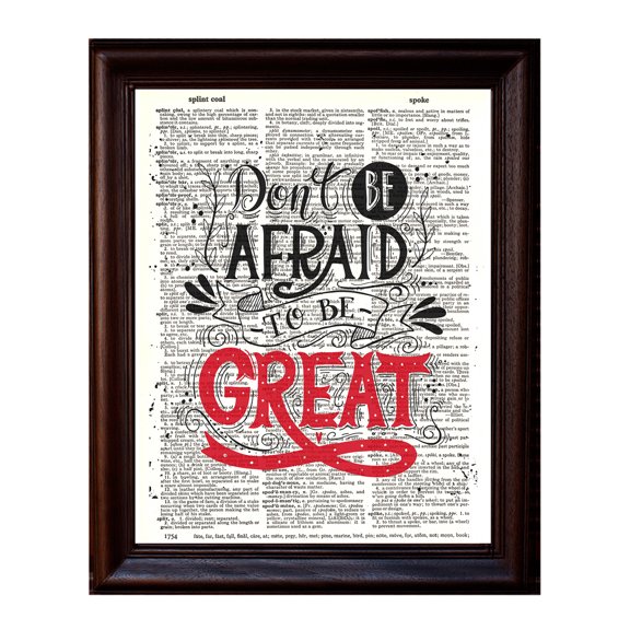 Typography - Be Great - Dictionary Art Print Printed On Authentic Vintage Dictionary Book Page - 8 x 10.5