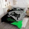 thumbnail image 3 of Gaming Comforter for Kids Boys Teens Video Game Bedding Set Gamer Comforter Gamepad Comforter Set Queen Size Green Black Gray 3 Pieces, 3 of 4