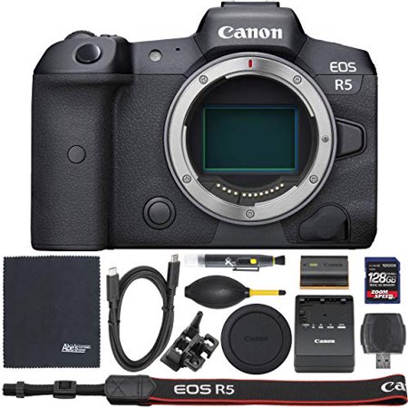 Canon EOS R5 Mirrorless Digital Camera (Body Only  4147C002) + ZoomSpeed 128GB High Speed SDXC Memory Card + AOM Pro Bundle - International Version