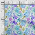 thumbnail image 1 of oneOone Cotton Jersey Aqua Blue Fabric Flower Watercolor Sewing Fabric By The Yard Printed Diy Clothing Sewing Supplies 58 Inch Wide, 1 of 4