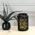 thumbnail image 3 of LumaBase Flame Effect Battery Operated Black Metal Lantern with Hanging Handle, 3 of 6