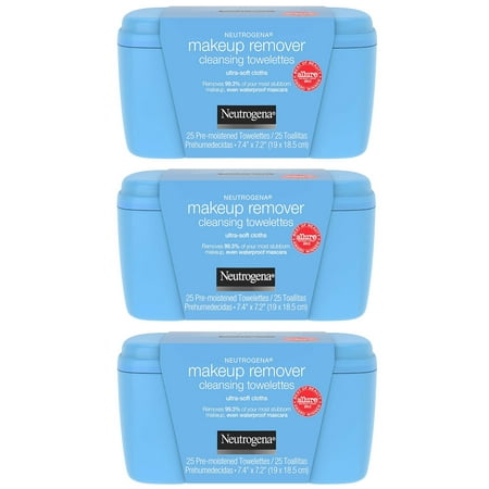 Neutrogena Makeup Remover Cleansing Towelettes, 25 Each (Pack of 3)