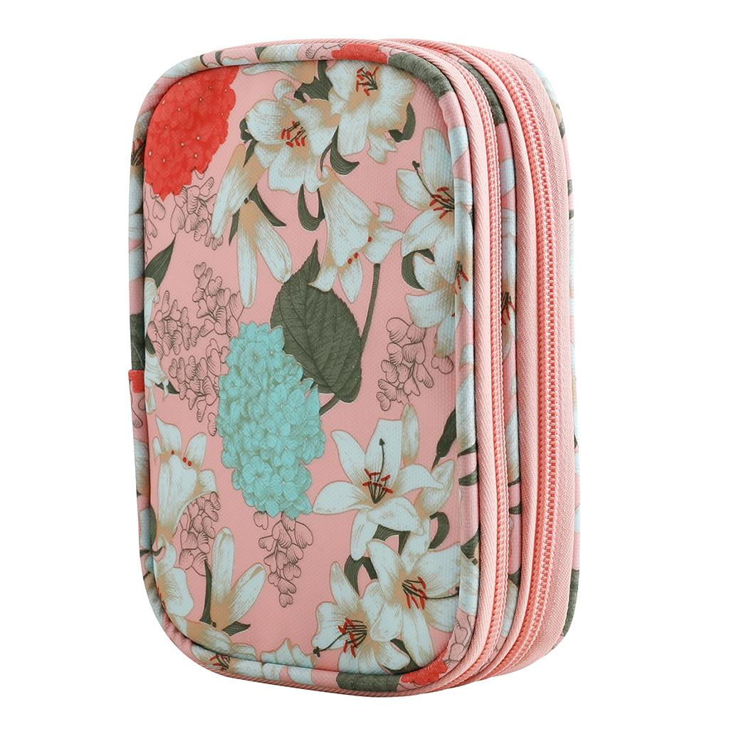 Yunhgft Knitting Crochet Hook Needles Case Empty Zipper Bag Organizer Pink