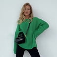 thumbnail image 4 of Womens Sweaters Fall Oversized Chunky Knitted Pullover Sweater Casual Long Sleeve Crewneck Cute Sweaters Green L, 4 of 10