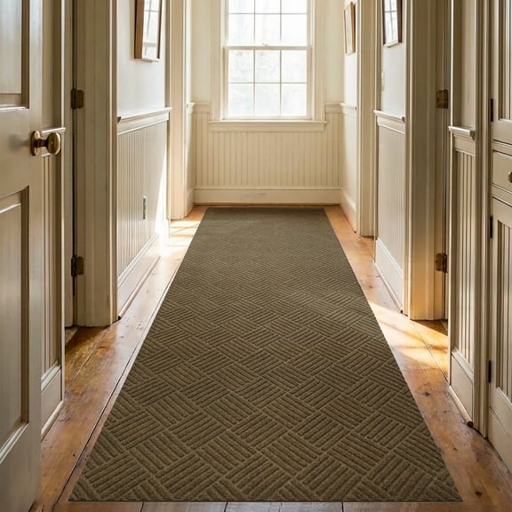 PPOSFPH 3 x 10 ft Commercial Carpet, Non-Slip Entrance Mat with Rubber Backing, Indoor Outdoor Carpet Runner for Home Office High Traffic Area, Brown