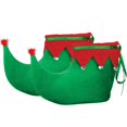 thumbnail image 3 of Skeleteen Red Green Elf Shoes - Red and Green Velvet Holiday Elf Feet Slippers with Jingle Bells for Adults and Kids, 3 of 7