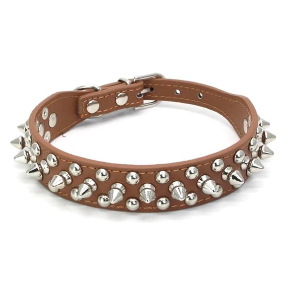 GASTROPOD 2026 New Dog Collar Eye-Catching Spikes Dog Collar for Small Dogs Perfect for All Sizes Leather Dog Collar Dark Brown for Walks Outdoor Adventures Daily Wear Stylish Protection.