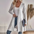 thumbnail image 4 of Xinoom Women Open Front Ribbed Knit Cardigan, Long Sleeve A-line Flowy Hem Sweater Coat, Casual Mid Length Loose Fit Layering Outerwear for Daily Office Weekend Gray,XXL, 4 of 5
