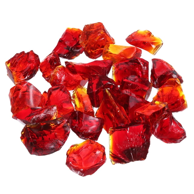 Verre à Feu pour Foyer, 2-3mm(1/9 Pouces) Haute Brillance Pierres de Verre Naturelles, Rouge