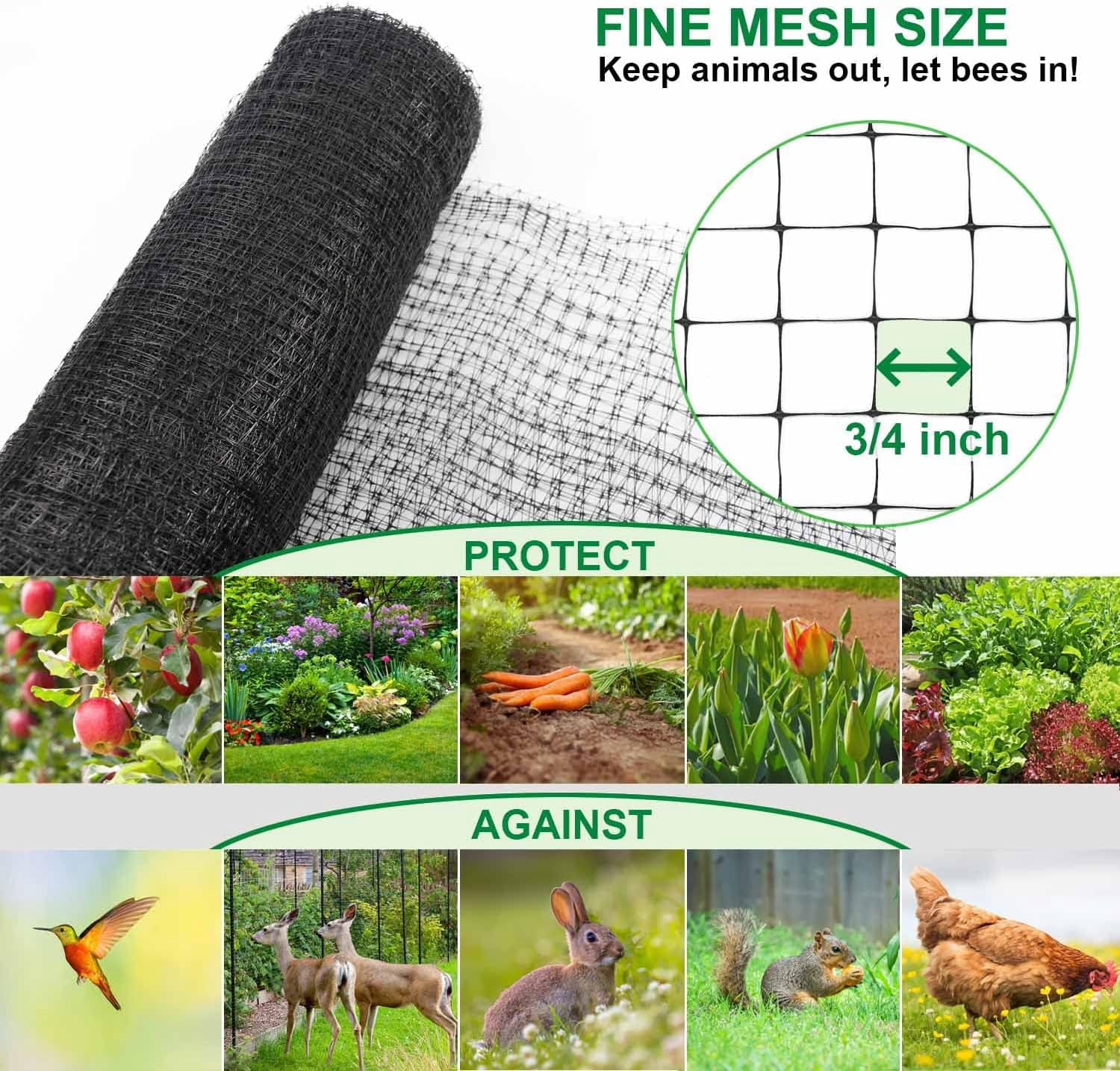 Heavy Duty Deer Netting Fence 8ft x 100ft for Garden  Against Birds and Animals
