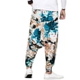 thumbnail image 1 of KOMOO Unisex Harem Pants Elastic Waist Band Printed Pockets Bottoms Jogger Sport Hip Hop Trousers, 1 of 8