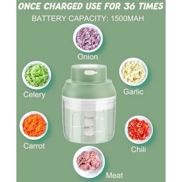 USB Rechargeable Electric Chopper, Mini Vegetable Cutter, 250ml Capacity, Mini Kitchen Chopper with, Food Processor, Ideal for Onions, Garlic, Pepper