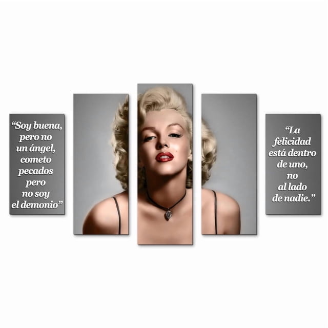 Cuadro Decorativo Marilyn Monroe Cine Juego De 5 Piezas 150x80cm Ideal Para Sala Oficina Frases Motivacionales