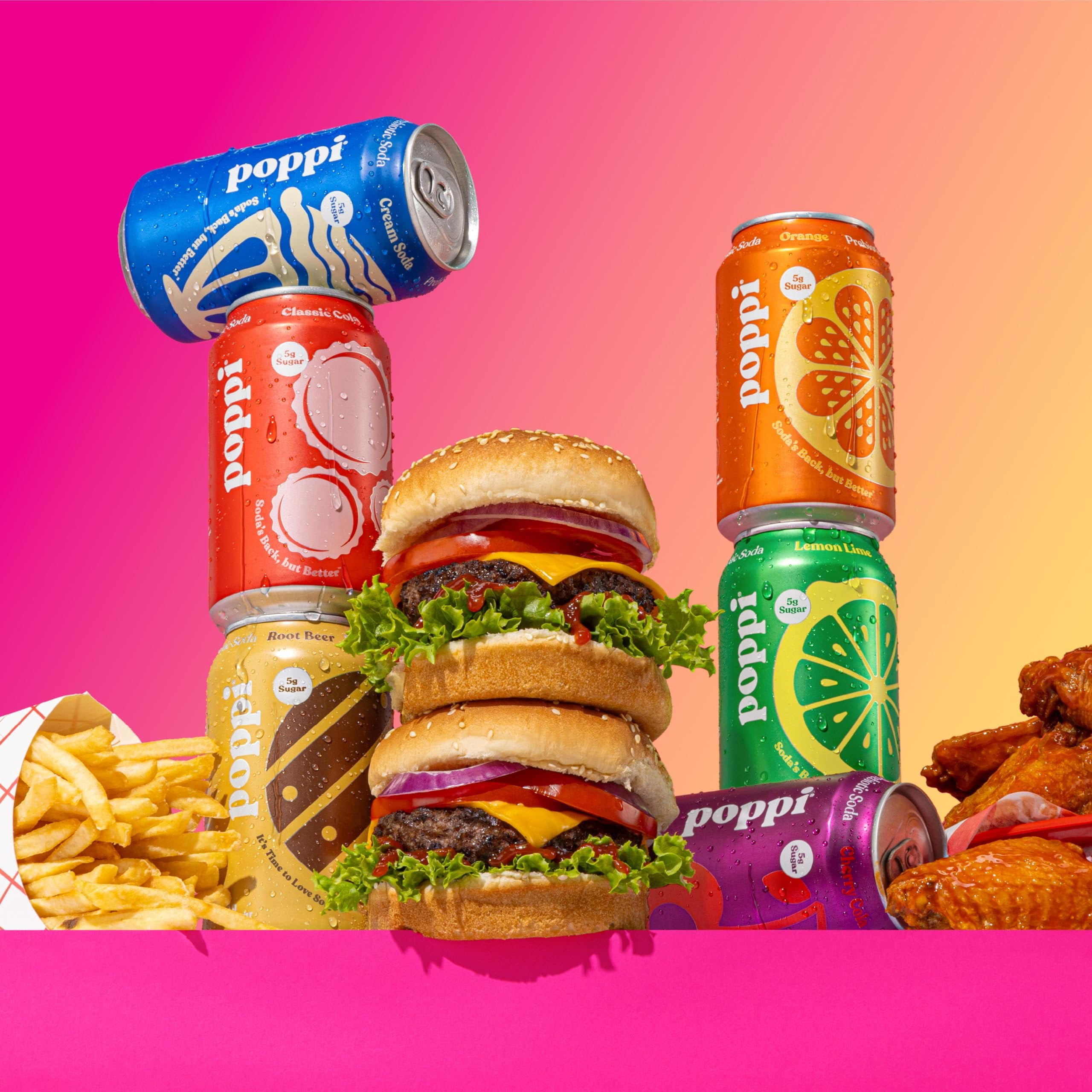 Poppi Sparkling Prebiotic Soda Beverage with Apple Cider Vinegar, Seltzer Water and Fruit Juice, Game Day Variety Pack, 12 Fl Oz, Pack of 12, Packaging May Vary
