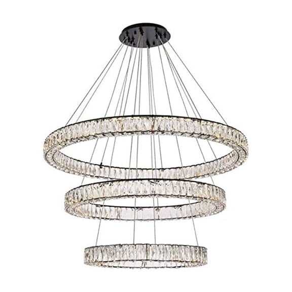 Monroe 41 inch LED triple ring chandelier in black