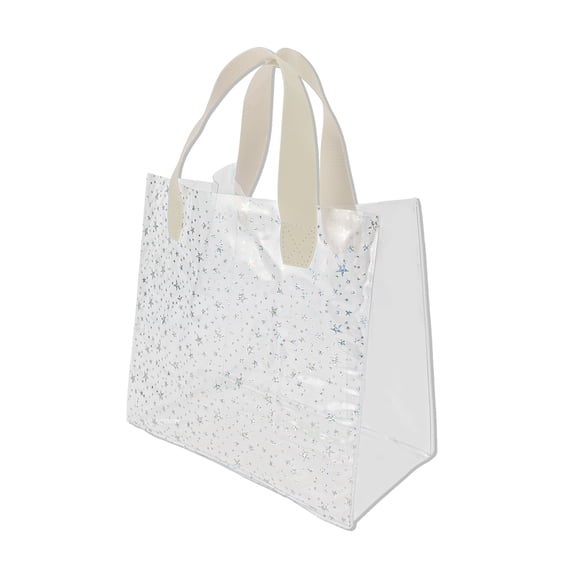 Unique Bargains 1 Pc Reusable Gift Bag Durable Star Design Handle Gift Bag Beige, Transparent Large