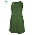 thumbnail image 5 of Deago Women's Summer Cotton Sleeveless Beach Dress Casual Swing T-Shirt Pocket Loose Dresses Plus Size (Green, XL), 5 of 6