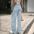 thumbnail image 5 of IYYVV Oversized Sweatpants Jeans Women Soft High Waisted Wide Leg Jeans Comfy Boyfriend Denim Sweatpants with Pocket Light Blue M, 5 of 5